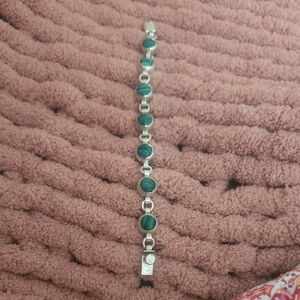 Elegant Green Stone Bracelet 925 Silver